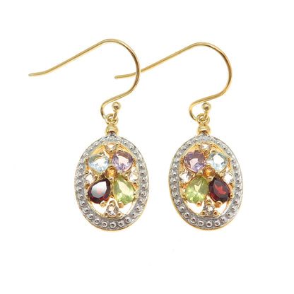 DEE BERKLEY Sterling Silver Gold Plated Topaz Amethyst Garnet Peridot Earrings