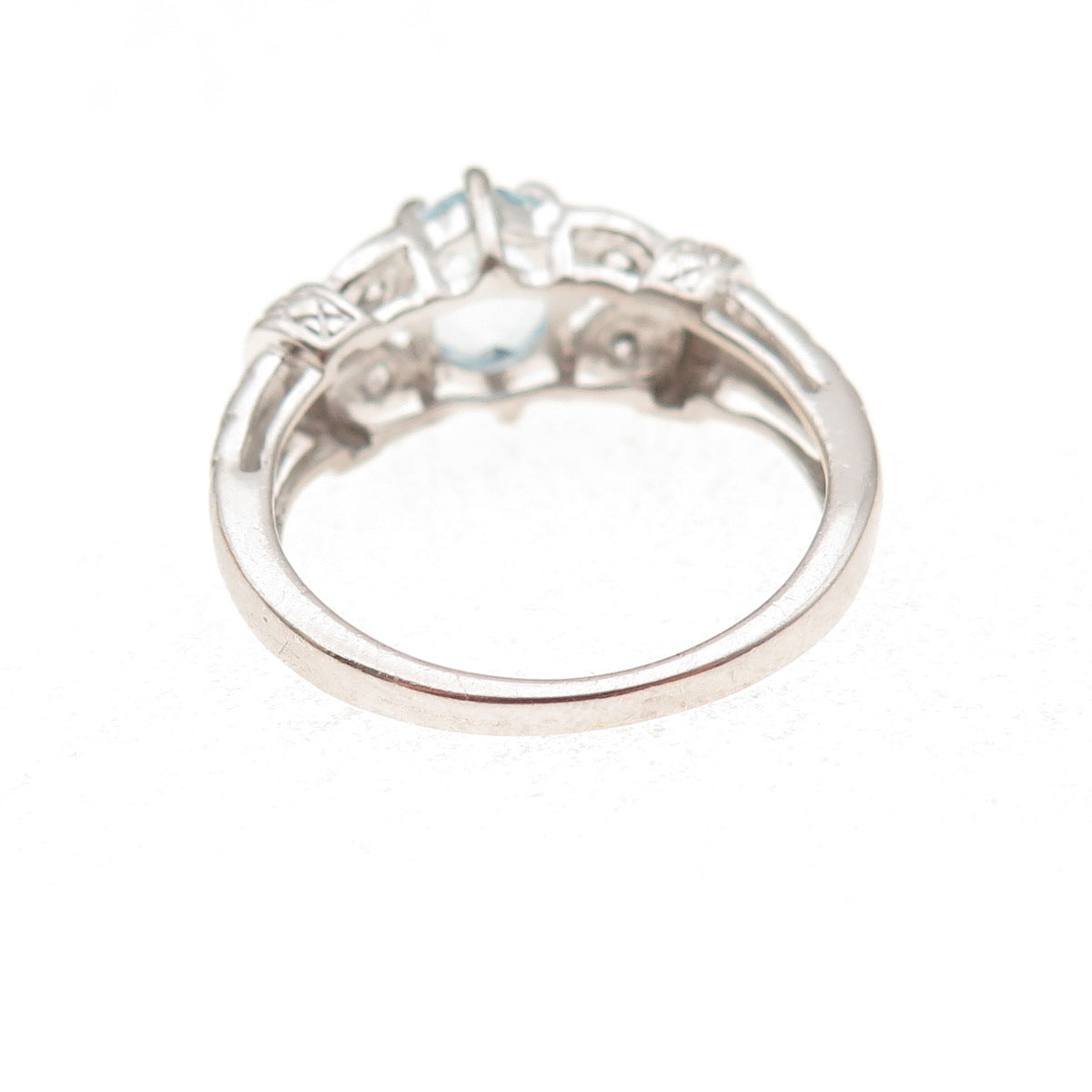 RJ Graziano 925 Sterling Silver Real Blue Topaz & C Z Ring Size 8