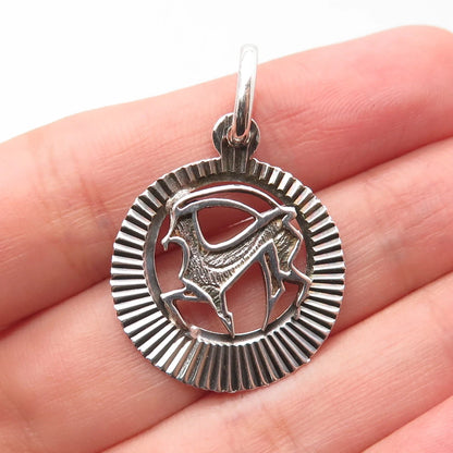 925 Sterling Silver Vintage Modernist Striped Pendant