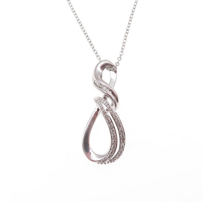 Sun 925 Sterling Silver Real Diamond Infinity Cable Chain Necklace 18"