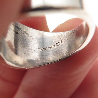 925 Sterling Silver Vintage Mexico Modernist Twist Oxidized Ring Size 7.25