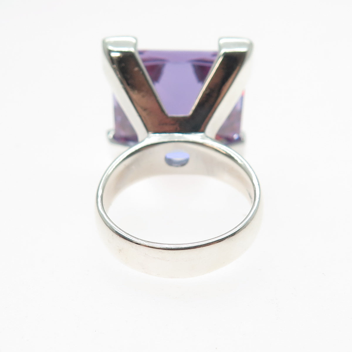 925 Sterling Silver Princess-Cut Lavender & Round-Cut White C Z Ring Size 7.25