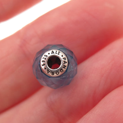 Pandora 925 Sterling Silver Blue Crystal Essence Friendship Slide Bead Charm
