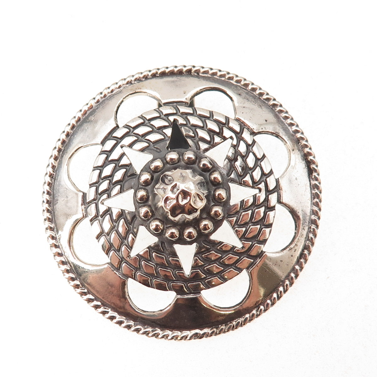 Mark Wasserman Samara Sterling Silver Vintage Mexico Sun Oxidized Slide Pendant