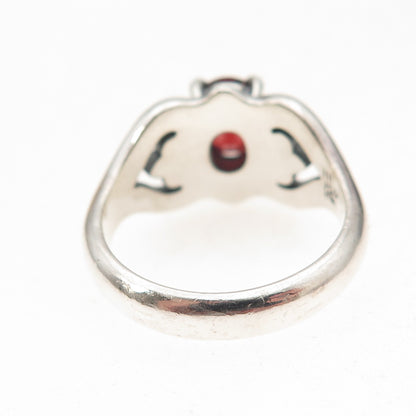 James Avery 925 Sterling Silver Vintage Real Red Garnet Heart Ring Size 7.5