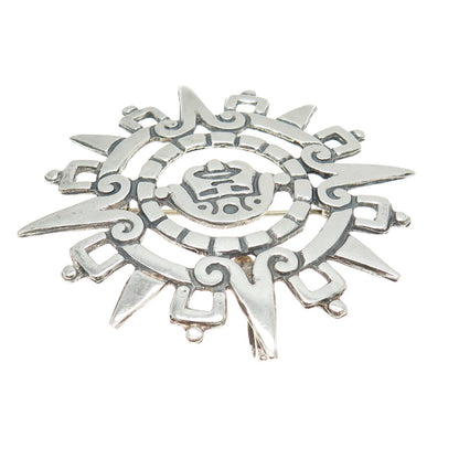 925 Sterling Silver Vintage Mexico Tribal Pin Brooch