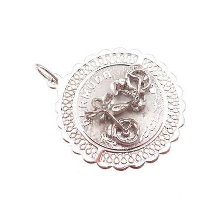CREA 925 Sterling Silver Vintage Bermuda Motorcycle Charm Pendant