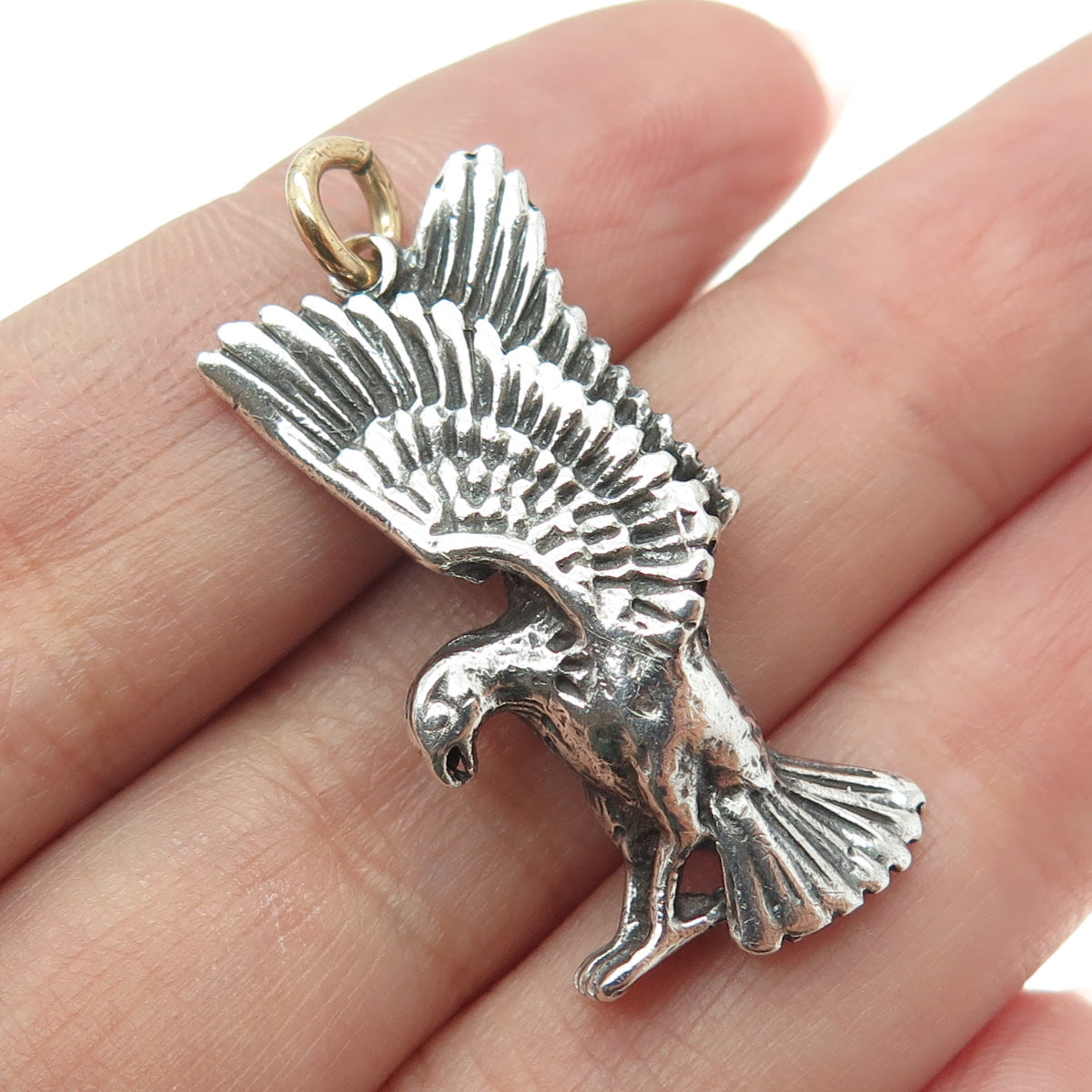 925 Sterling Silver Vintage Eagle Oxidized Pendant