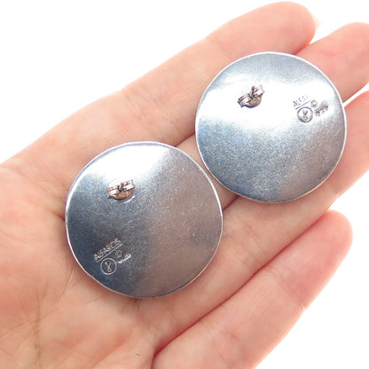 VICTOR ALFARO 14K Gold & 925 Sterling Silver Vintage Modernist Eclipse Earrings