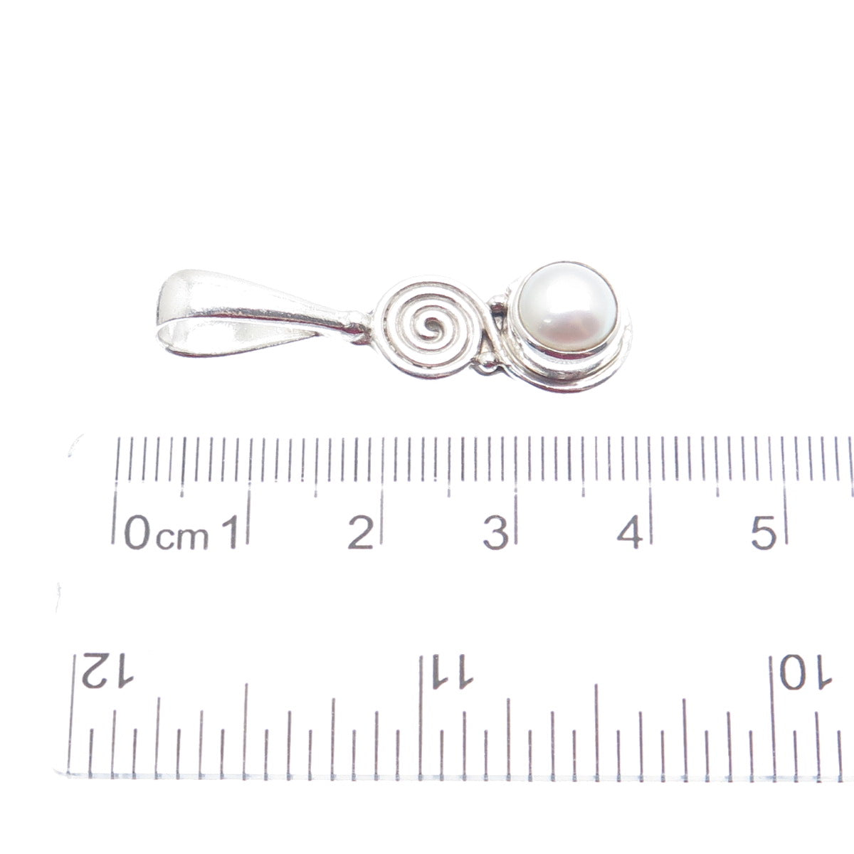 SAJEN 925 Sterling Silver Vintage Real Pearl Spiral Drop Pendant