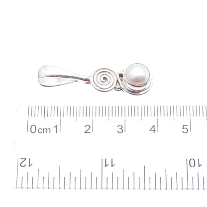 SAJEN 925 Sterling Silver Vintage Real Pearl Spiral Drop Pendant