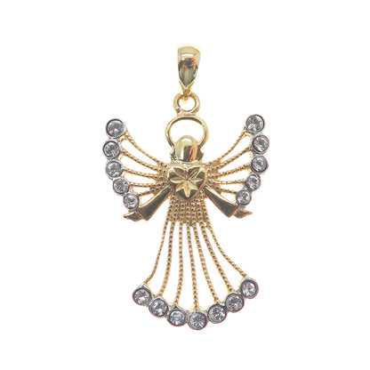 RL Richline Sterling Silver Gold Plated Round-Cut C Z Angel Minimalist Pendant