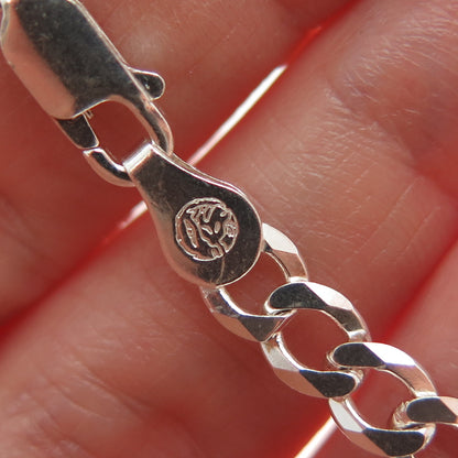 925 Sterling Silver Vintage Italy Curb Chain Necklace 18"