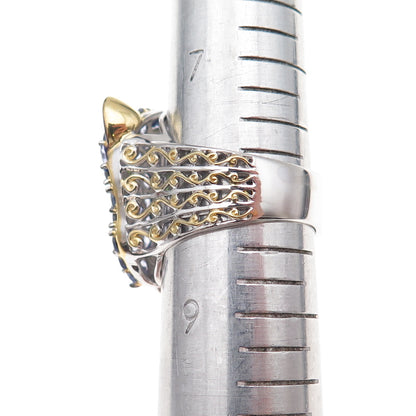 Michael Valitutti Gems En Vogue Silver Tanzanite Peridot Panther Ring Size 8.25