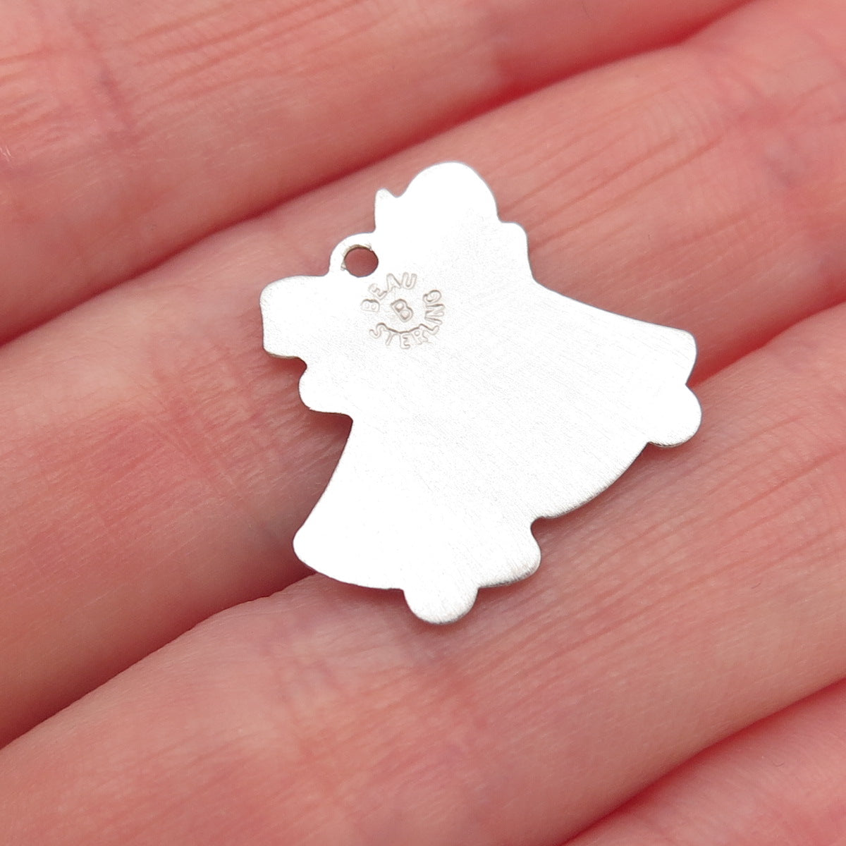 BEAU 925 Sterling Silver Vintage Enamel Christmas Bell Mini Charm Pendant