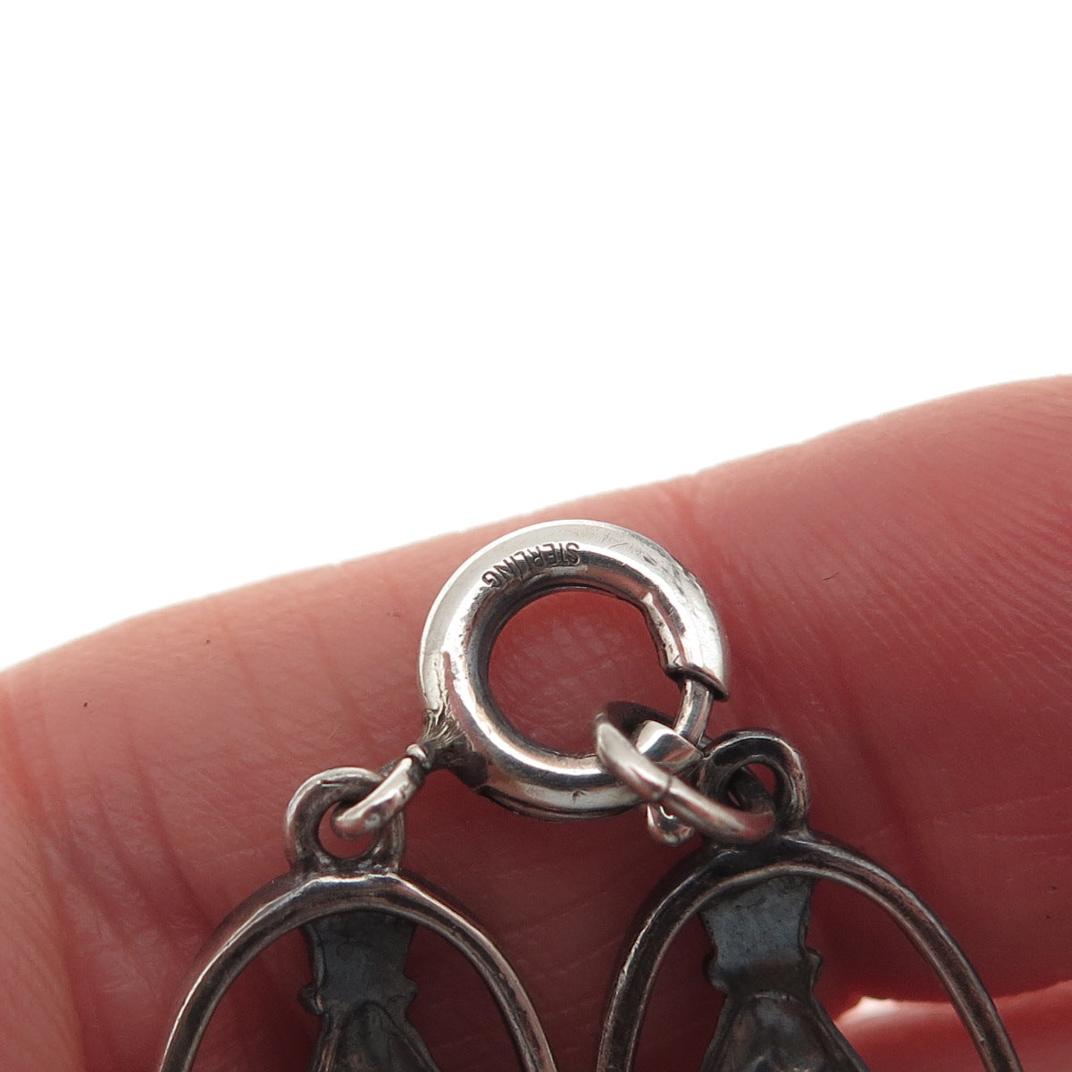 Solvar 925 Sterling Silver Vintage Irish Claddagh Link Oxidized Bracelet 7"