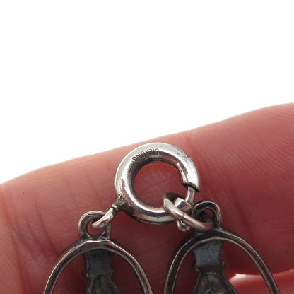 Solvar 925 Sterling Silver Vintage Irish Claddagh Link Oxidized Bracelet 7"