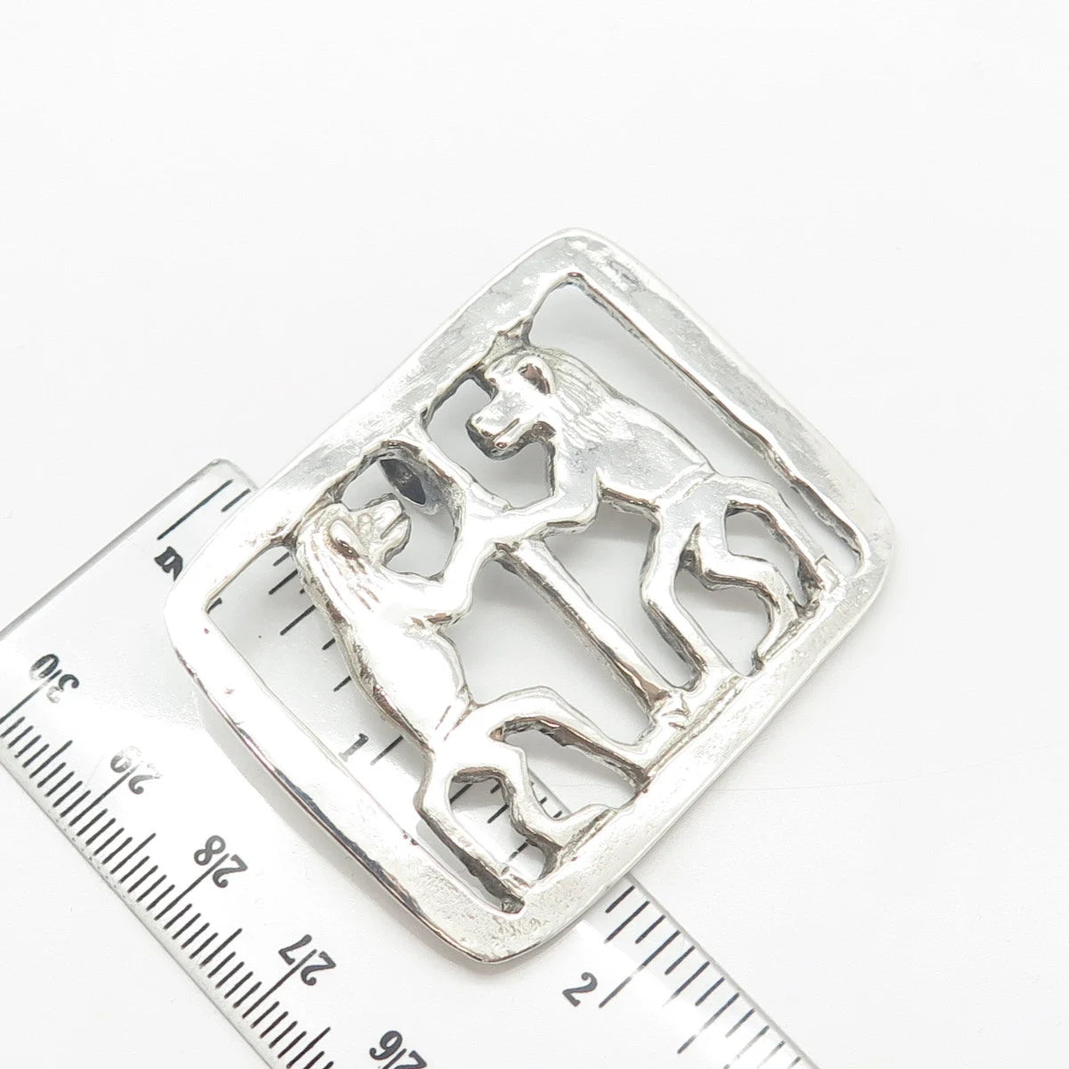 925 Sterling Silver Vintage Lion Large Slide Pendant