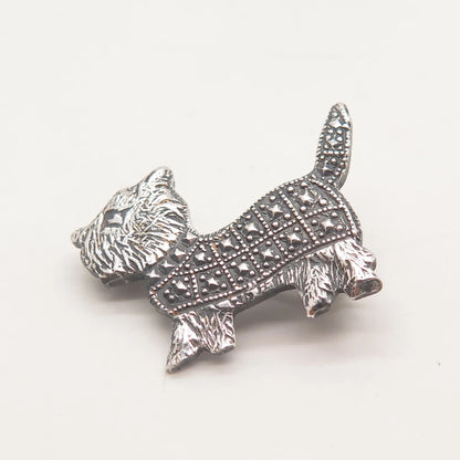 800 Silver Vintage Dog Pin Brooch