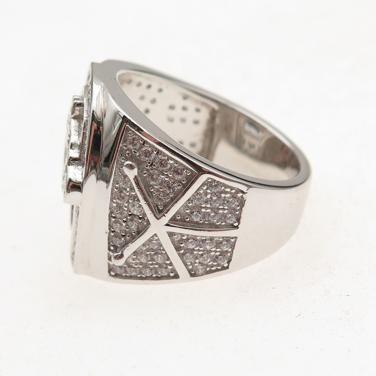 925 Sterling Silver Round-Cut C Z Horse & Horseshoe Ring Size 11.25