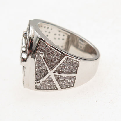 925 Sterling Silver Round-Cut C Z Horse & Horseshoe Ring Size 11.25