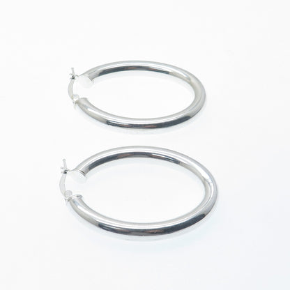 925 Sterling Silver Oval Hoop Earrings