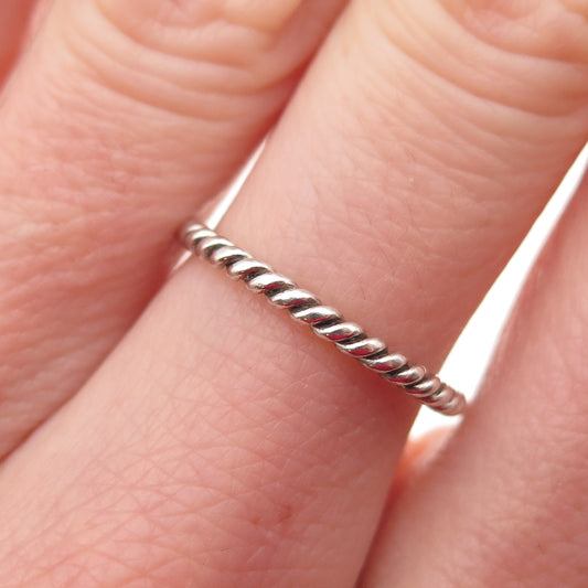 925 Sterling Silver Vintage Twisted Stackable Band Ring Size 5.75