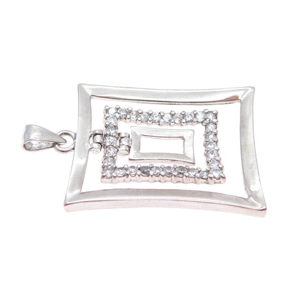 925 Sterling Silver Round-Cut C Z Modernist Multi-Frame Charm Pendant