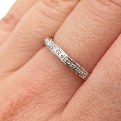 JANE SEYMOUR Sterling Silver Real Round-Cut Diamond Half Eternity Ring Size 6.75