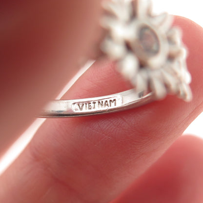 925 Sterling Silver Round-Cut C Z Daisy Flower Ring Size 8