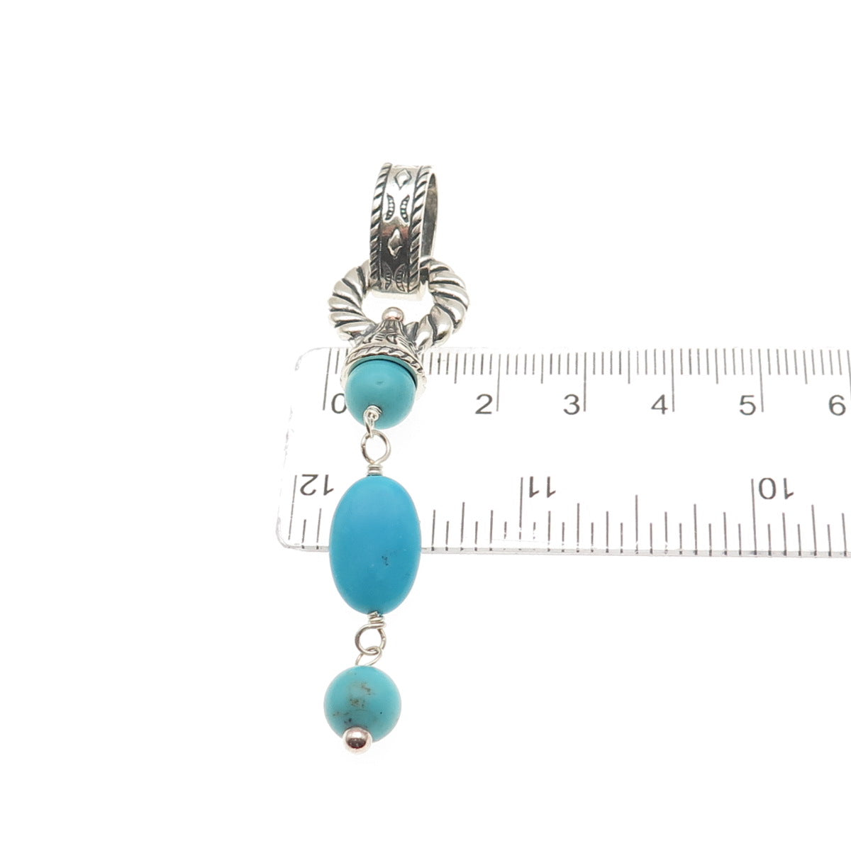 Carolyn Pollack Sterling Silver Vintage Southwestern Real Turquoise Drop Pendant