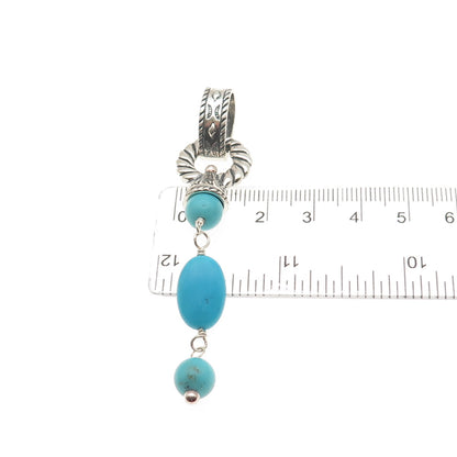 Carolyn Pollack Sterling Silver Vintage Southwestern Real Turquoise Drop Pendant