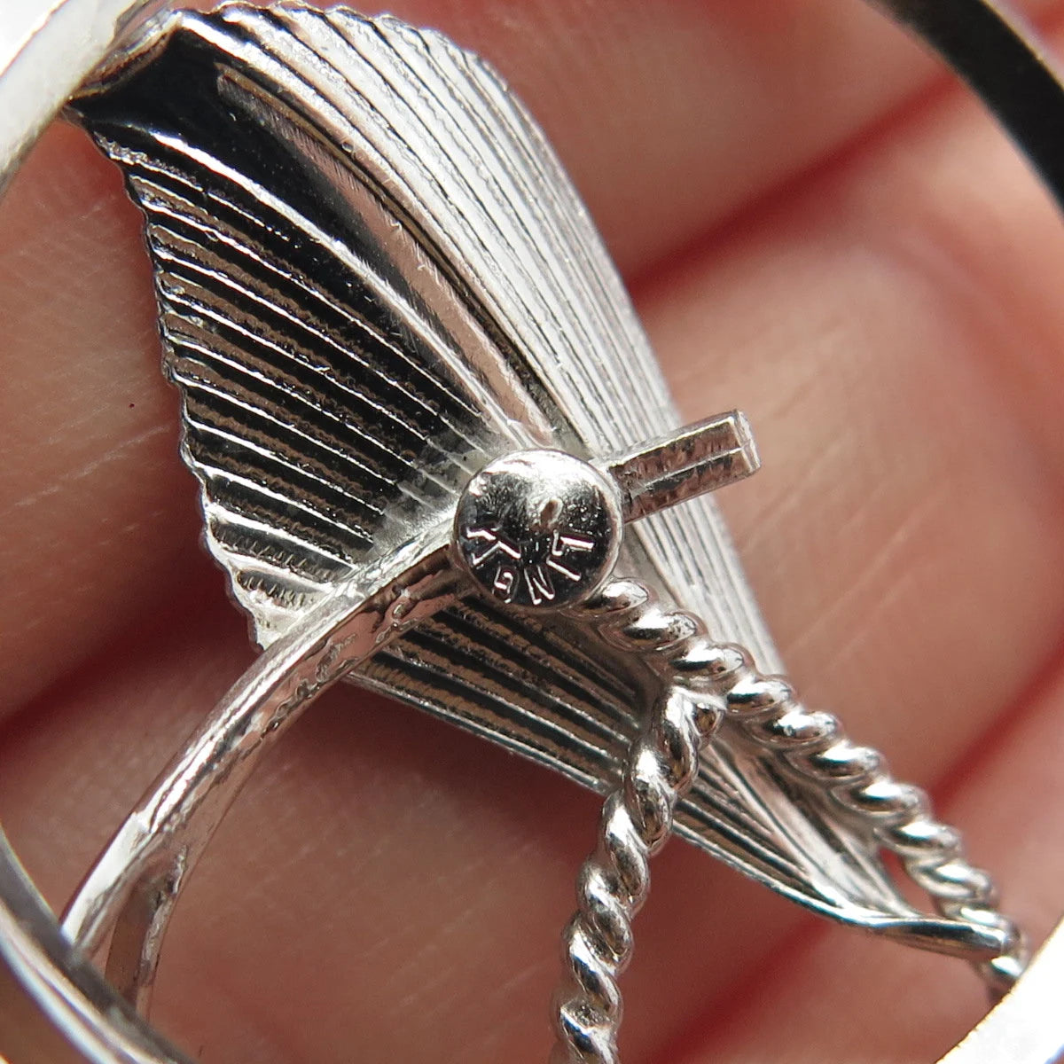 925 Sterling Silver Vintage Modernist Pin Brooch