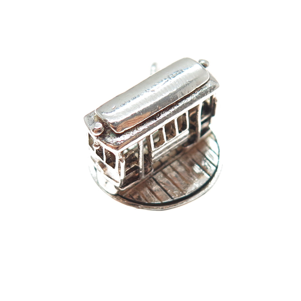 925 Sterling Silver Vintage San Francisco Cable Car Mini 3D Charm Pendant