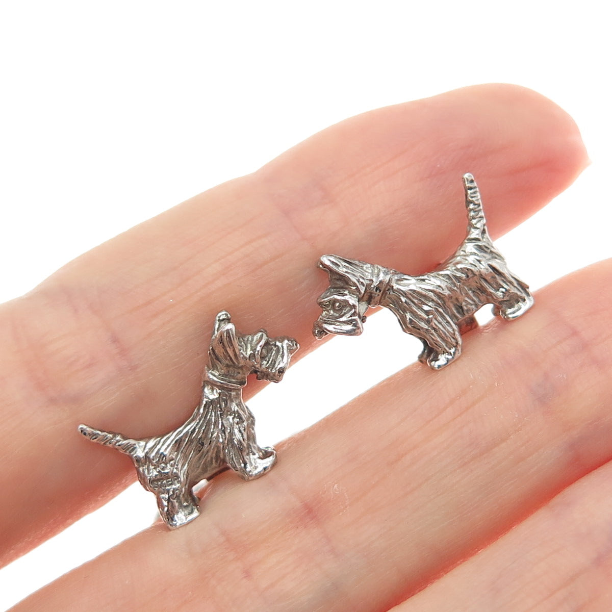 925 Sterling Silver Vintage Scottish Terrier Oxidized Cufflinks