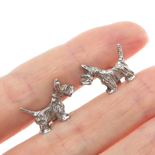 925 Sterling Silver Vintage Scottish Terrier Oxidized Cufflinks