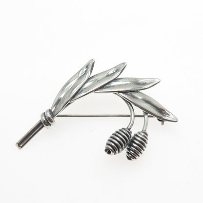 A&K Aarre & Krogh Sterling Silver Vintage Modernist Floral Oxidized Pin Brooch