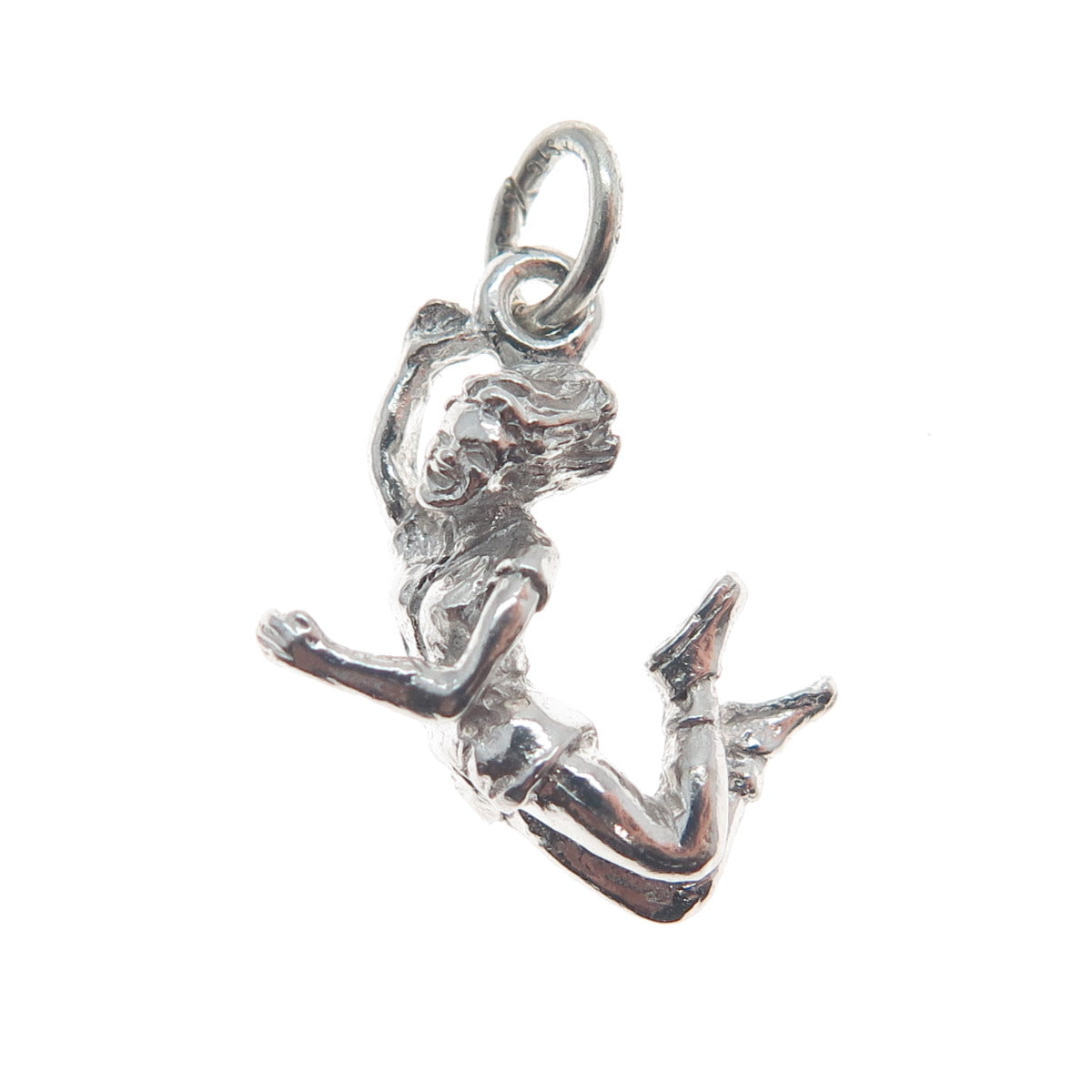 925 Sterling Silver Vintage Jumping Cheerleader Dancer Minimalist Charm Pendant