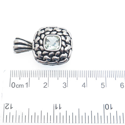 FADO 925 Sterling Silver Vintage Dublin Real Green Amethyst Modernist Pendant