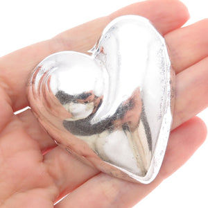925 Sterling Silver Vintage Mexico Puffy Heart Pin Brooch / Pendant