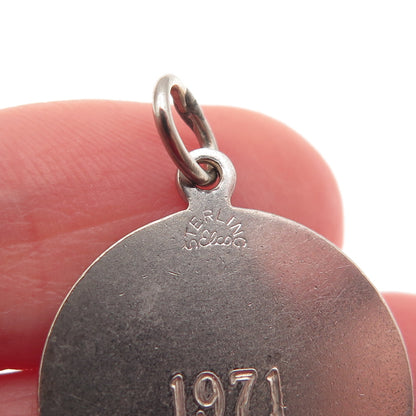 ELCO 925 Sterling Silver Vintage 1971 Engraved Sagittarius Zodiac Charm Pendant