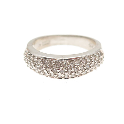 925 Sterling Silver Round-Cut C Z Sparkle Ring Size 6