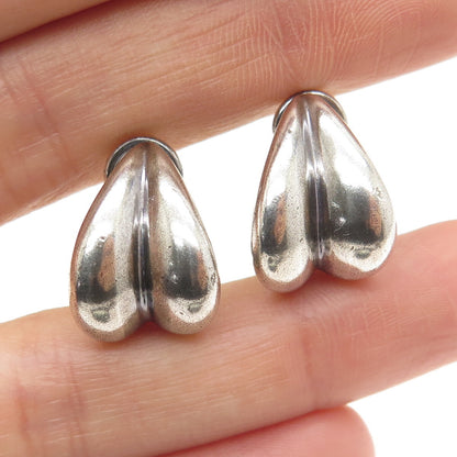 ESPO SIG Joseph Esposito Sterling Silver Vintage Petal Oxidized Clip On Earrings