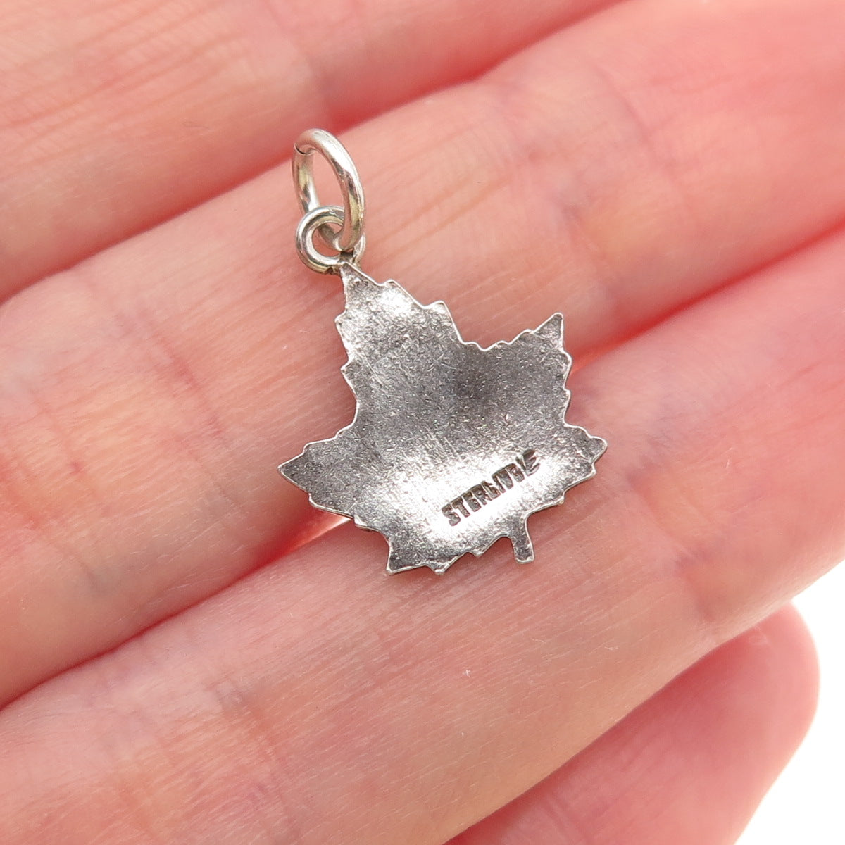 C. Lamond Fils Sterling Silver Antique Art Deco Enamel Maple Leaf Mini Pendant