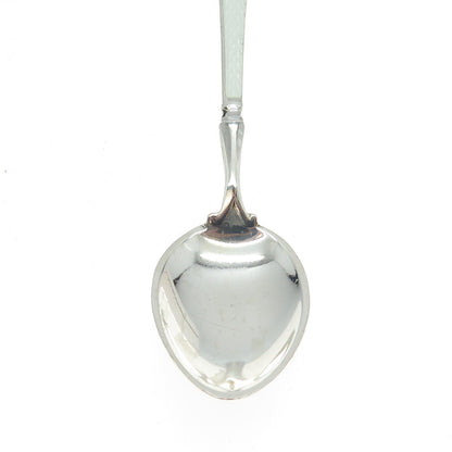 WATSON 925 Sterling Silver Vintage White Guilloche Enamel Coffee Spoon