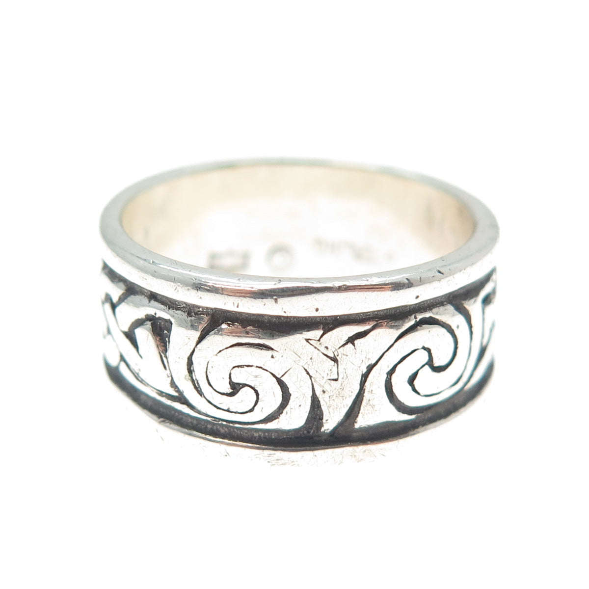 925 Sterling Silver Vintage SAW Celtic Knot Oxidized Band Ring Size 8.5
