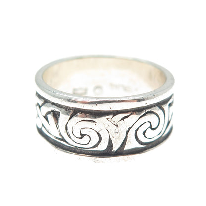 925 Sterling Silver Vintage SAW Celtic Knot Oxidized Band Ring Size 8.5