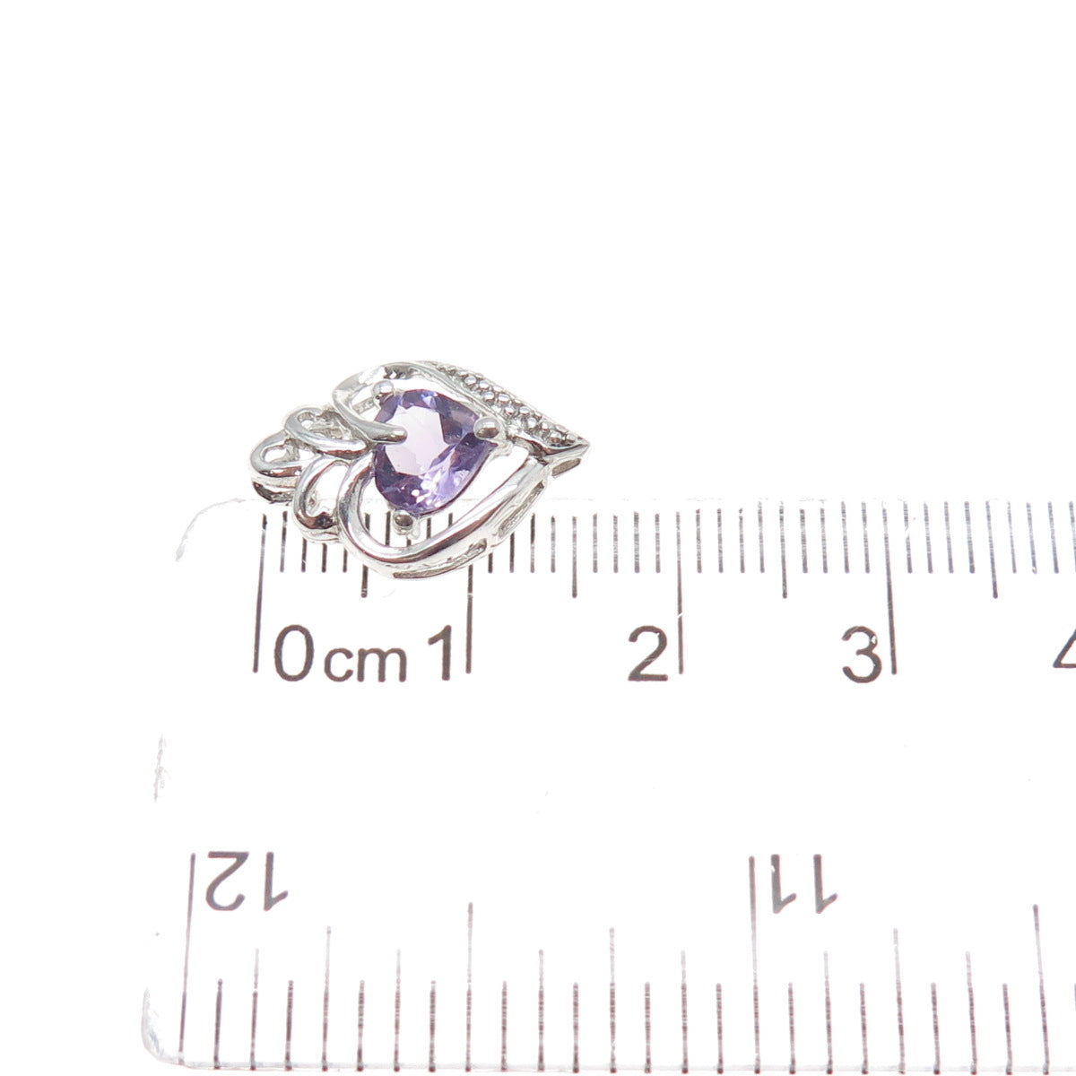 925 Sterling Silver Real Amethyst Heart Minimalist Slide Pendant