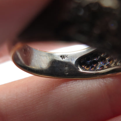 925 Sterling Silver Black Rhodium & 14K Gold Real Diamond Eagle Ring Size 8