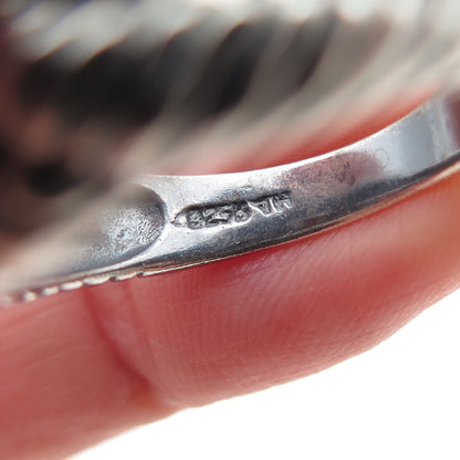 KEN CRAFTS Sterling Silver Vintage Modernist Interlocked Oxidized Ring Size 8.75